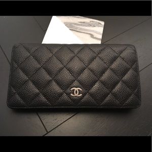 Authentic Chanel Quilted Long Black Wallet